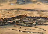 Norah McGuinness, Continental Coastal Landscape, gouache on paper