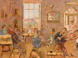 The Music Room by Liam Treacy, oil on canvas, sold Sep 2015