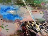 Kenneth Webb, Frog Fountain, oil on canvas