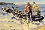 Ivan Sutton, Launching Curraghs, Aran Mór, Co. Galway, oil on board