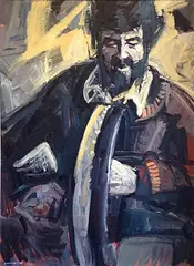 The Bodhrán Player by Colin Davidson, oil on board, offered Sep 2015