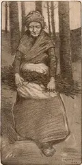 Paul Henry, Woman With Fagots, 1904, charcoal on paper