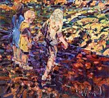 Evening, Crossing the Brook, Glenshelane, Cappoquin (Artist's Children) by Arthur K. Maderson, oil on panel, sold Sep 2015