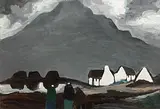 Foothills of the Mountains by Markey Robinson, gouache on board, sold Sep 2015