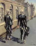 Ivan Sutton, Barristers at the Forecourts, Dublin, oil on board