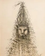 Patrick Scott, Straw Man, c.1950, charcoal, pastel, wash/paper