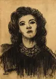 William Conor, Female Study, charcoal on paper laid on linen