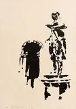 Gold Smith, TCD by Louis le Brocquy, 1986, lithographic brush drawing signed & numbered 21/35, offered Apr 2015