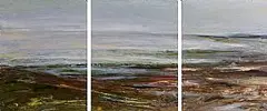 Mary Lohan, Beach Morning Time, Co. Mayo, 1999, oil on canvas triptych
