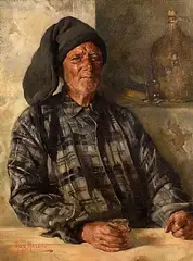 Max Leon Moreau Belgian, Pecheur avec une Boisson, oil on canvas