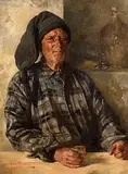 Max Leon Moreau Belgian, Pecheur avec une Boisson, oil on canvas