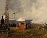 Driving the First Pile, Belfast by James Humbert Craig, oil on canvas, sold Apr 2015