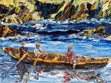 Liam O'Neill, Lobster Men Off Dingle, oil on canvas