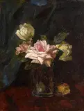 Hans Iten, Still Life - Roses in a Glass Vase, oil on canvas