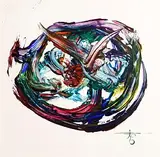 Michael Flatley, Flight of the Quetzal, acrylic on marley