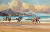 Robert Taylor Carson, Racing on Glenbeigh Strand, 1975, oil on canvas