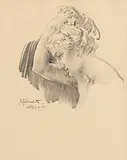 Sir William Russell Flint British, Aphrodite, 1965, charcoal drawing