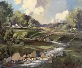 George Gillespie, Donegal Landscape with Cottages, oil on canvass