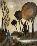 Shawlie on the Canal Path by Markey Robinson, oil on board, sold Apr 2015