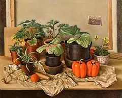 Therese McAllister, Still Life - The Potting Shed, oil on board