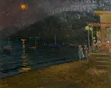 Patrick Leonard, Messonghi, Corfu, 1986, oil on board