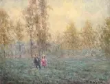 William Mason Irish, Strolling, oil on board