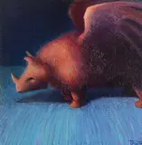 John Boyd, Winged Rhinoceros, oil on canvas