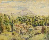 William Conor, The Sugarloaf from Enniskerry, oil on canvas board