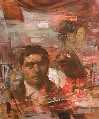 Tapestry by Noel Murphy, oil on canvas, offered Dec 2014