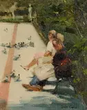 Plaza Concordia, Seville by James English, oil on board, sold Sep 2014