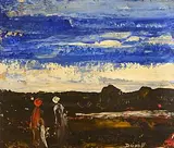 Daniel O'Neill, Two Figures in a Landscape, oil on board