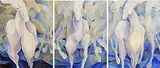 Margaret Egan, Dancing Horses, oil on canvas triptych