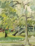 Trees by a Lake by Evie Hone, gouache, sold Sep 2014