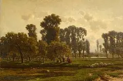 Gerrit Alexander G. Mollinger Dutch, Apple Harvesting, oil on canvas