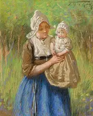 Jessie McGeehan British, The Young Mother, Volendam, pastel