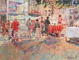 The Night Market, Le Vigan France by Arthur K. Maderson, oil on panel, sold Sep 2014