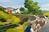 James MacIntyre, Herding the Cattle, oil on board