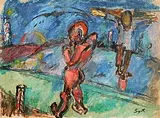 Crucifixion by Symcho Israel Moszkowicz Polish & Swedish, ink, watercolour & gouache, sold Sep 2014
