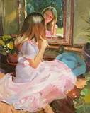 Vladimir Volegov Russian, In The Mirror, oil on canvas