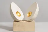 Jason Ellis, Alchemists Egg, marble & gold leaf on stone base (13.1kg)