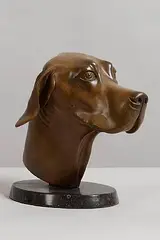 Elizabeth O'Kane, Head of a Hound, 2003, bronze, brown patina (6.4kg)