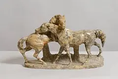 P. Milne, Two Horses on Rockery Mound, marble (14.1kg)