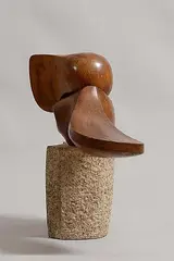 Eileen McDonagh, Interlocking Forms, carved wood on a granite base (19.2kg)