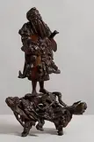 19th Century Japenese School, Old Sage, antique japanese wood carving (2kg)