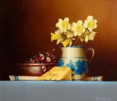 Still Life with Spring Flowers by David Ffrench le Roy, oil on board, sold Apr 2014