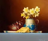 David Ffrench le Roy, Still Life with Spring Flowers, oil on board