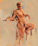 Mark O'Neill, Female Nude Study, oil on board