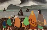 The Potato Pickers by Markey Robinson, oil on board, sold Apr 2014