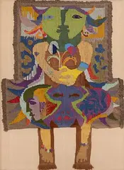 Hands Across the Border by Gerard Dillon, tapestry woolen/raw linen, sold Apr 2014