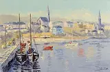 Ivan Sutton, Clifden Harbour, Co. Galway, oil on board